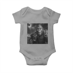 Cute Labrador Selfie With Bigfoot Baby Onesie Funny Cryptid TS12 Sport Gray Print Your Wear