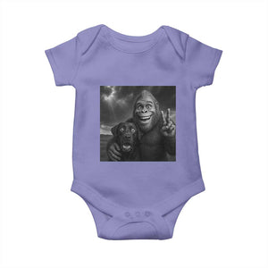 Cute Labrador Selfie With Bigfoot Baby Onesie Funny Cryptid TS12 Violet Print Your Wear