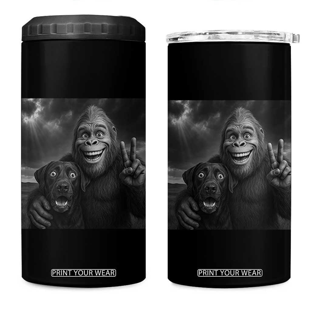 Cute Labrador Selfie With Bigfoot 4 in 1 Can Cooler Tumbler Funny Cryptid TS12 One Size: 16 oz Black Print Your Wear