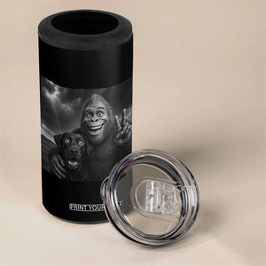 Cute Labrador Selfie With Bigfoot 4 in 1 Can Cooler Tumbler Funny Cryptid TS12 Print Your Wear