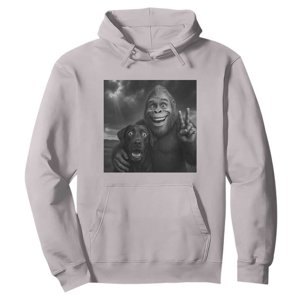 Cute Labrador Selfie With Bigfoot Hoodie Funny Cryptid TS12 Ice Gray Print Your Wear