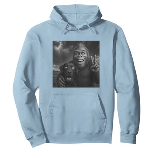Cute Labrador Selfie With Bigfoot Hoodie Funny Cryptid TS12 Light Blue Print Your Wear