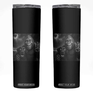 Cute Labrador Selfie With Bigfoot Skinny Tumbler Funny Cryptid TS12 Black Print Your Wear