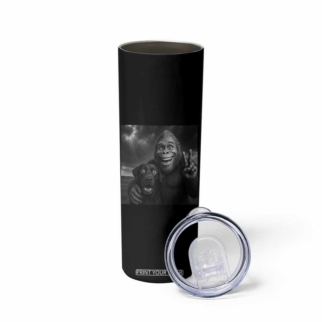 Cute Labrador Selfie With Bigfoot Skinny Tumbler Funny Cryptid TS12 Print Your Wear