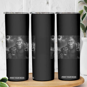 Cute Labrador Selfie With Bigfoot Skinny Tumbler Funny Cryptid TS12 Print Your Wear