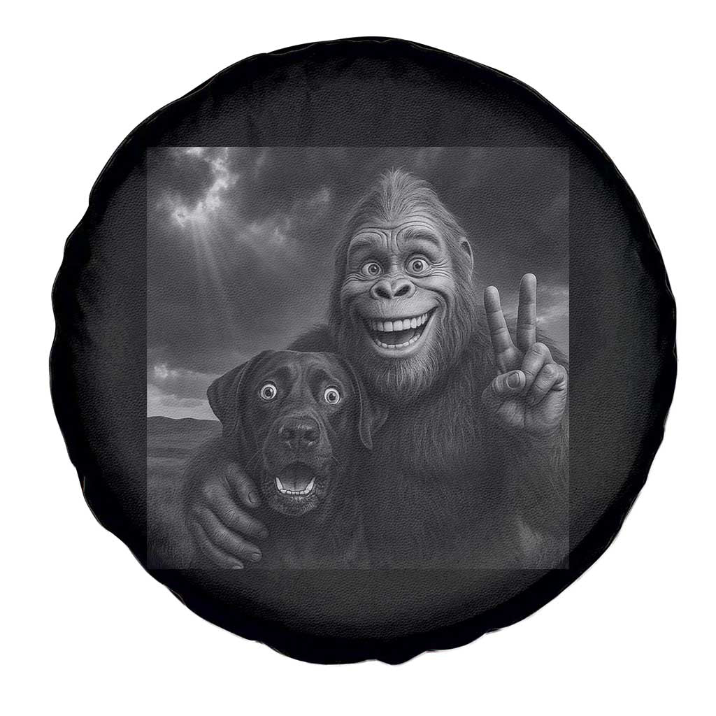 Cute Labrador Selfie With Bigfoot Spare Tire Cover Funny Cryptid TS12 Print Your Wear