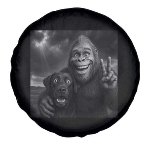 Cute Labrador Selfie With Bigfoot Spare Tire Cover Funny Cryptid TS12 Print Your Wear