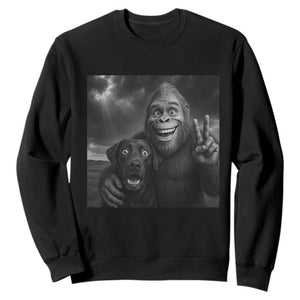 Cute Labrador Selfie With Bigfoot Sweatshirt Funny Cryptid TS12 Black Print Your Wear