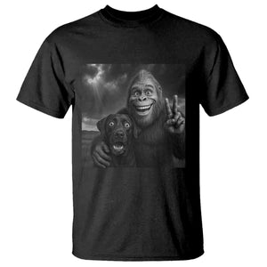 Cute Labrador Selfie With Bigfoot T Shirt Funny Cryptid TS12 Black Print Your Wear