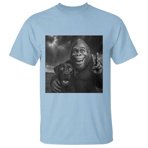 Cute Labrador Selfie With Bigfoot T Shirt Funny Cryptid TS12 Light Blue Print Your Wear