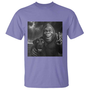 Cute Labrador Selfie With Bigfoot T Shirt Funny Cryptid TS12 Violet Print Your Wear