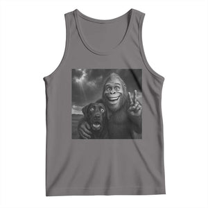 Cute Labrador Selfie With Bigfoot Tank Top Funny Cryptid TS12 Deep Heather Print Your Wear