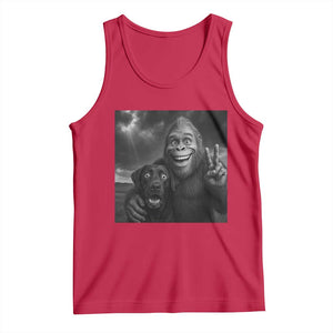 Cute Labrador Selfie With Bigfoot Tank Top Funny Cryptid TS12 Red Print Your Wear