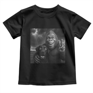 Cute Labrador Selfie With Bigfoot Toddler T Shirt Funny Cryptid TS12 Black Print Your Wear