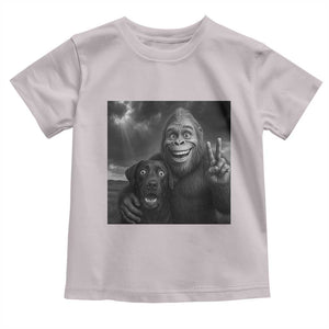 Cute Labrador Selfie With Bigfoot Toddler T Shirt Funny Cryptid TS12 Ice Gray Print Your Wear