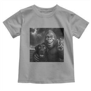 Cute Labrador Selfie With Bigfoot Toddler T Shirt Funny Cryptid TS12 Sport Gray Print Your Wear
