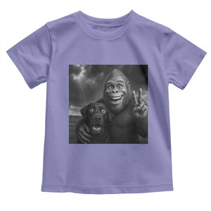 Cute Labrador Selfie With Bigfoot Toddler T Shirt Funny Cryptid TS12 Violet Print Your Wear