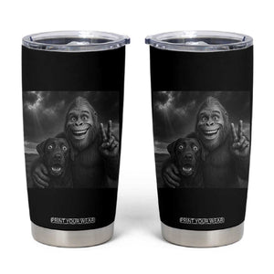 Cute Labrador Selfie With Bigfoot Tumbler Cup Funny Cryptid TS12 Black Print Your Wear