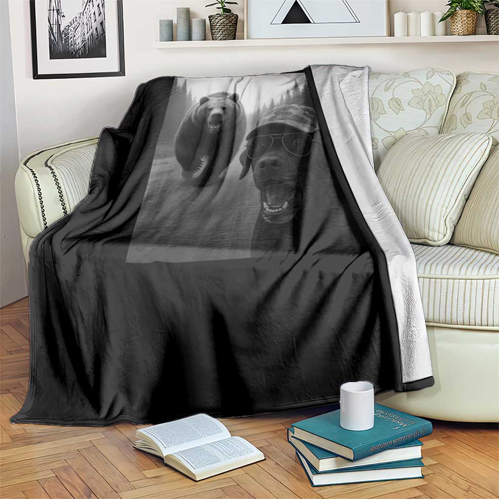 Funny Labrador Selfie With Bear Throw Blanket Dog Lover Gift TS12 Print Your Wear