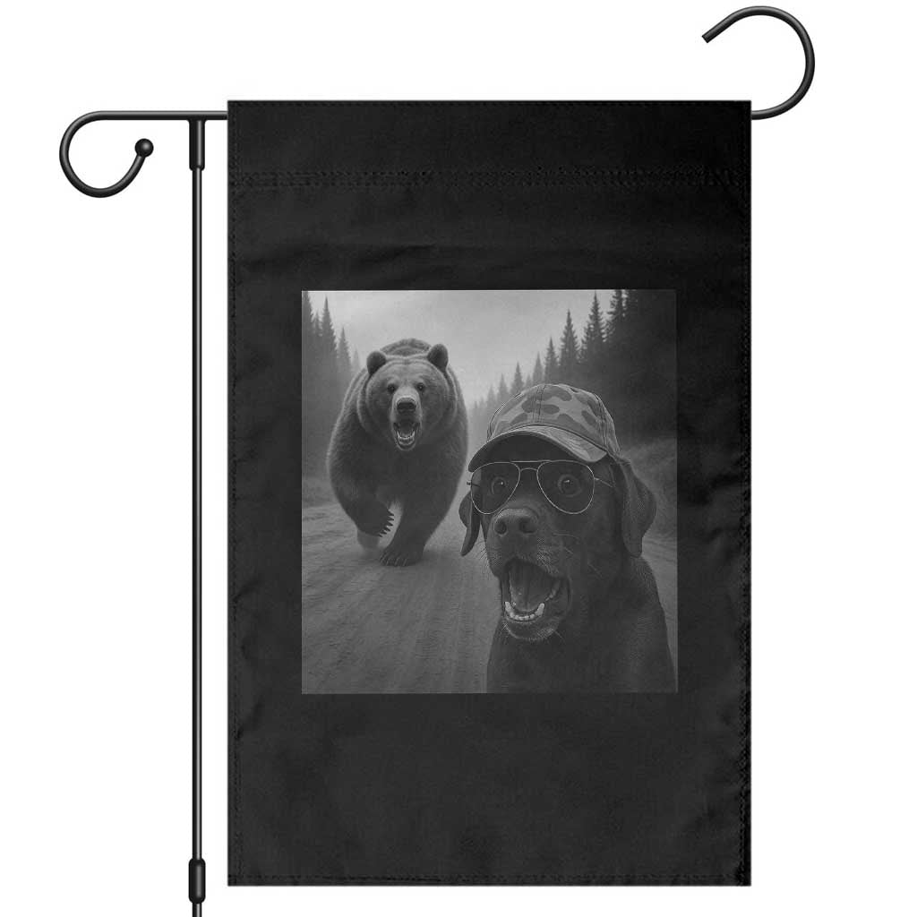 Funny Labrador Selfie With Bear Garden Flag Dog Lover Gift TS12 Black Print Your Wear