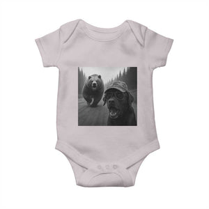 Funny Labrador Selfie With Bear Baby Onesie Dog Lover Gift TS12 Ice Gray Print Your Wear