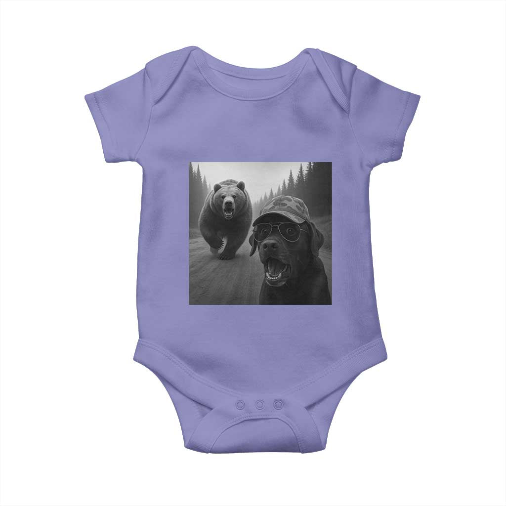 Funny Labrador Selfie With Bear Baby Onesie Dog Lover Gift TS12 Violet Print Your Wear