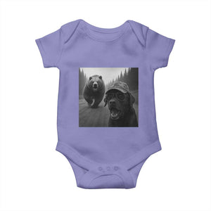 Funny Labrador Selfie With Bear Baby Onesie Dog Lover Gift TS12 Violet Print Your Wear