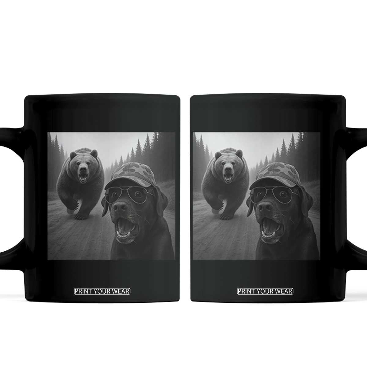 Funny Labrador Selfie With Bear Coffee Mug Dog Lover Gift TS12 Black Print Your Wear