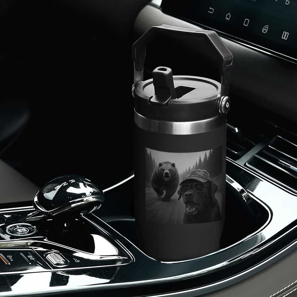 Funny Labrador Selfie With Bear Flip Straw Tumbler Dog Lover Gift TS12 Print Your Wear