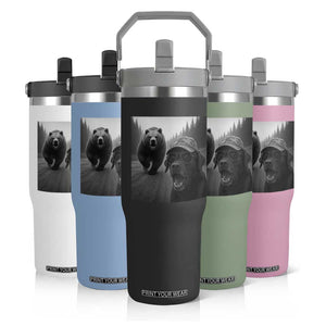 Funny Labrador Selfie With Bear Flip Straw Tumbler Dog Lover Gift TS12 Print Your Wear