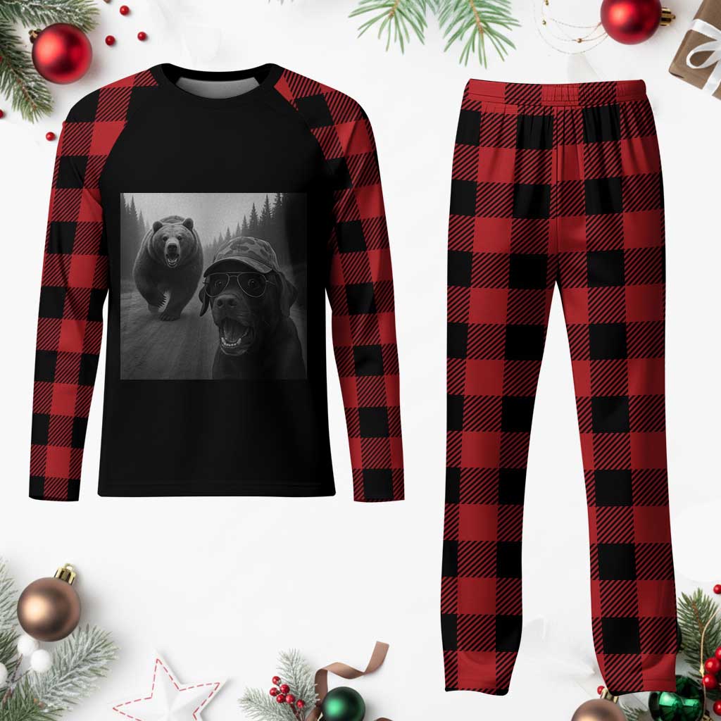 Funny Labrador Selfie With Bear Plaid Pajama Set Dog Lover Gift TS12 Buffalo Plaid Print Your Wear