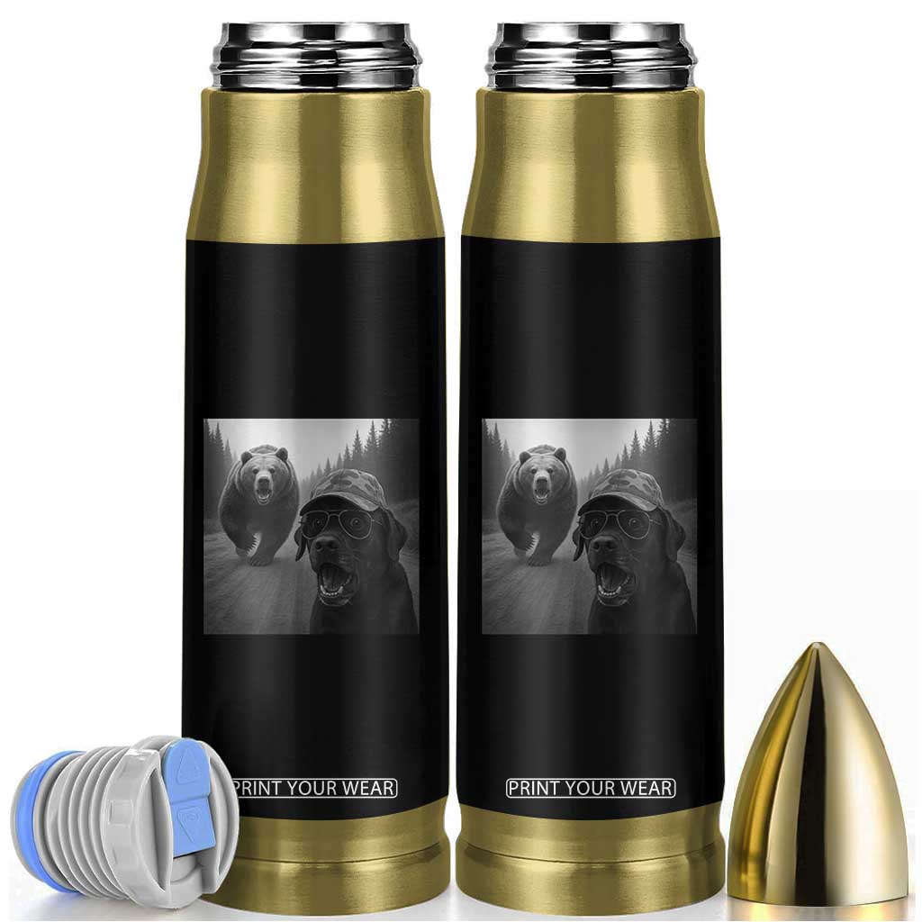 Funny Labrador Selfie With Bear Bullet Tumbler Dog Lover Gift TS12 Black Print Your Wear