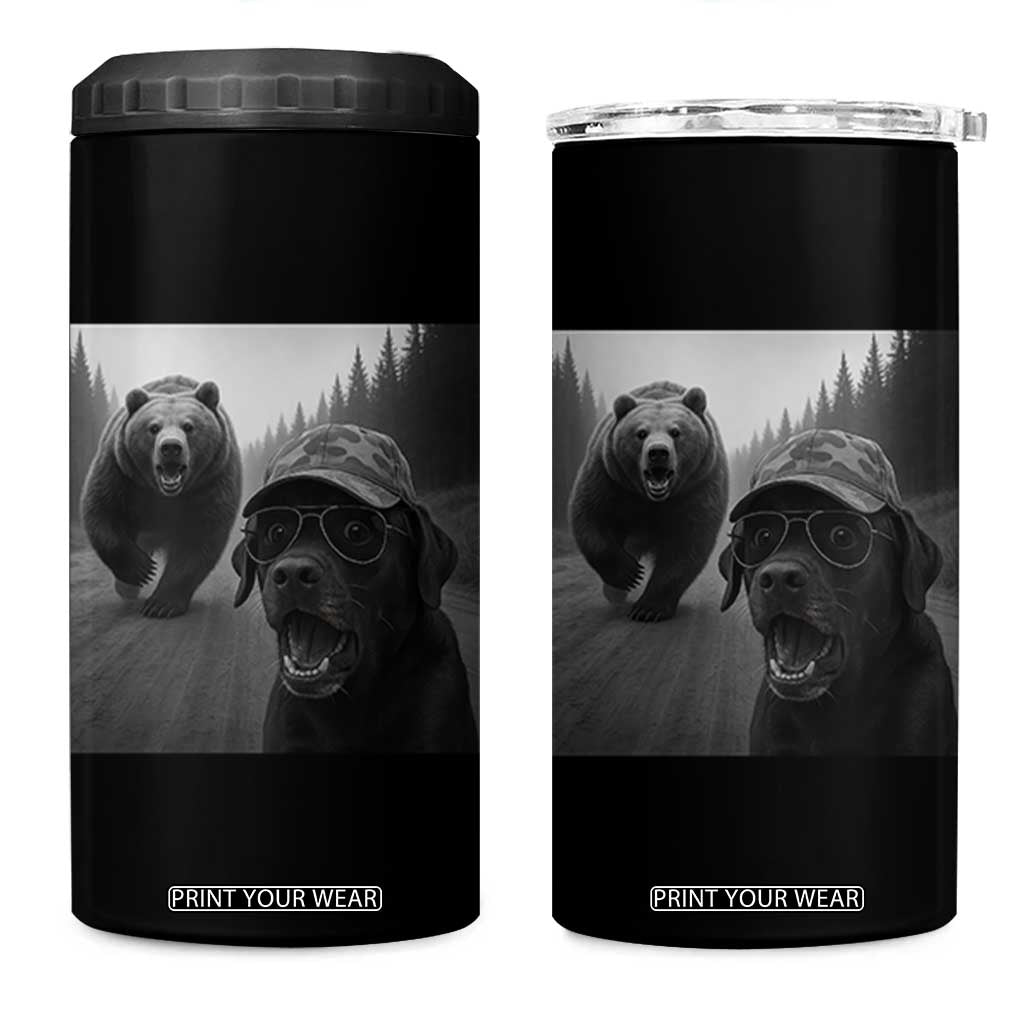 Funny Labrador Selfie With Bear 4 in 1 Can Cooler Tumbler Dog Lover Gift TS12 One Size: 16 oz Black Print Your Wear