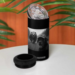 Funny Labrador Selfie With Bear 4 in 1 Can Cooler Tumbler Dog Lover Gift TS12 Print Your Wear