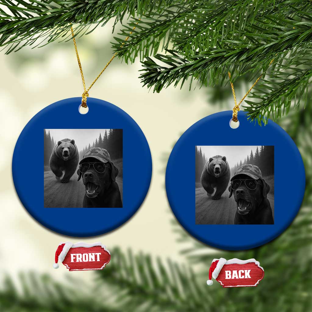Funny Labrador Selfie With Bear Ceramic Ornament Dog Lover Gift TS12 1pc Blue Print Your Wear