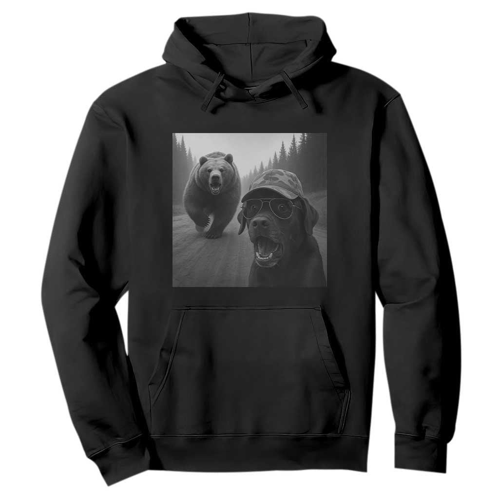 Funny Labrador Selfie With Bear Hoodie Dog Lover Gift TS12 Black Print Your Wear