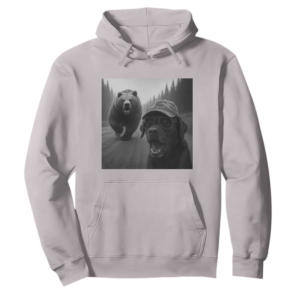 Funny Labrador Selfie With Bear Hoodie Dog Lover Gift TS12 Ice Gray Print Your Wear