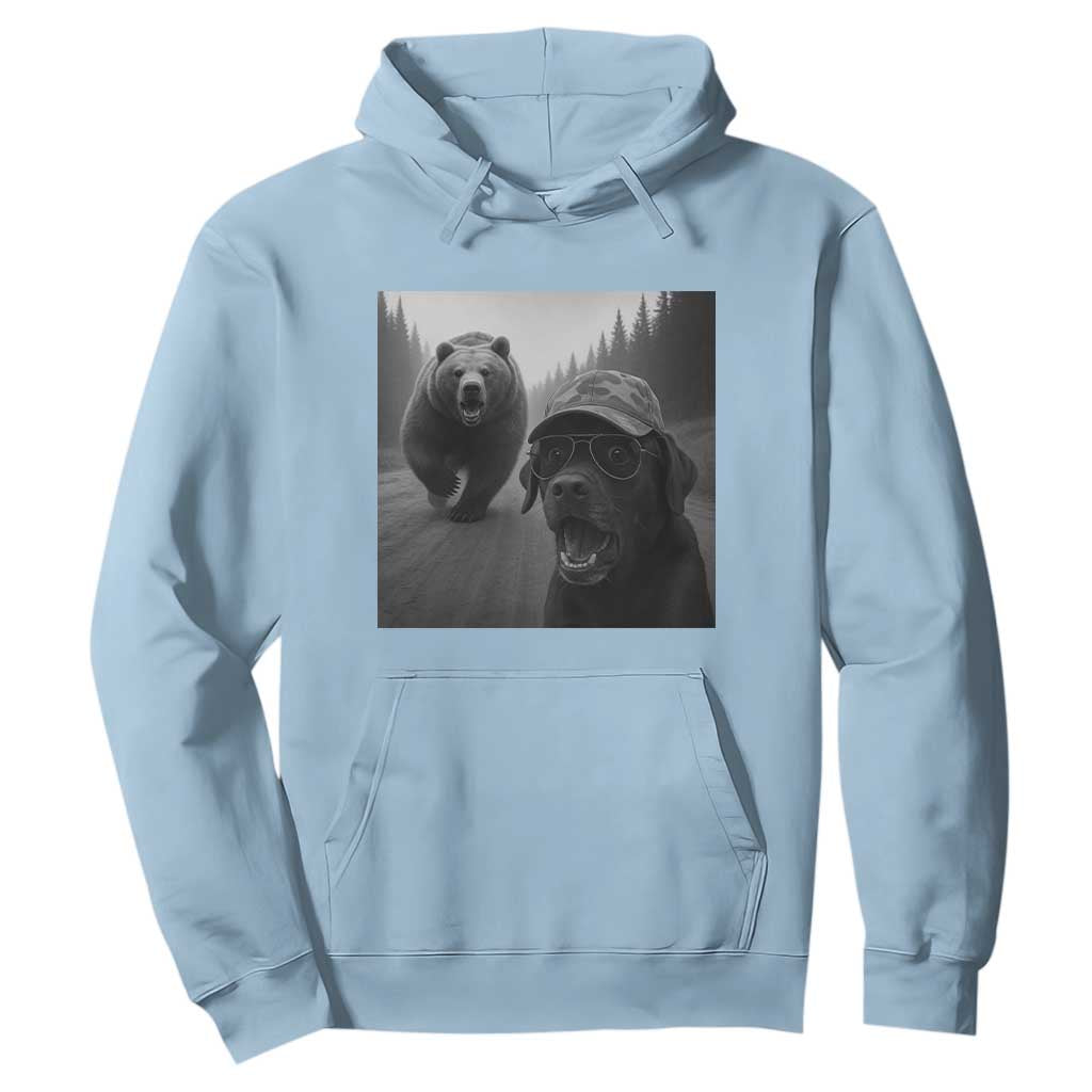 Funny Labrador Selfie With Bear Hoodie Dog Lover Gift TS12 Light Blue Print Your Wear