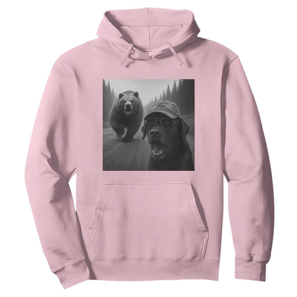 Funny Labrador Selfie With Bear Hoodie Dog Lover Gift TS12 Light Pink Print Your Wear