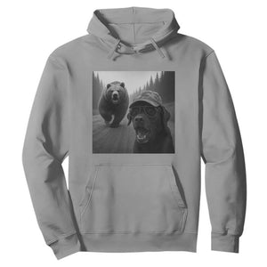 Funny Labrador Selfie With Bear Hoodie Dog Lover Gift TS12 Sport Gray Print Your Wear