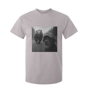 Funny Labrador Selfie With Bear T Shirt For Kid Dog Lover Gift TS12 Ice Gray Print Your Wear