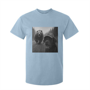 Funny Labrador Selfie With Bear T Shirt For Kid Dog Lover Gift TS12 Light Blue Print Your Wear