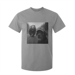 Funny Labrador Selfie With Bear T Shirt For Kid Dog Lover Gift TS12 Sport Gray Print Your Wear