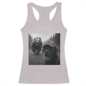 Funny Labrador Selfie With Bear Racerback Tank Top Dog Lover Gift TS12 Ice Gray Print Your Wear