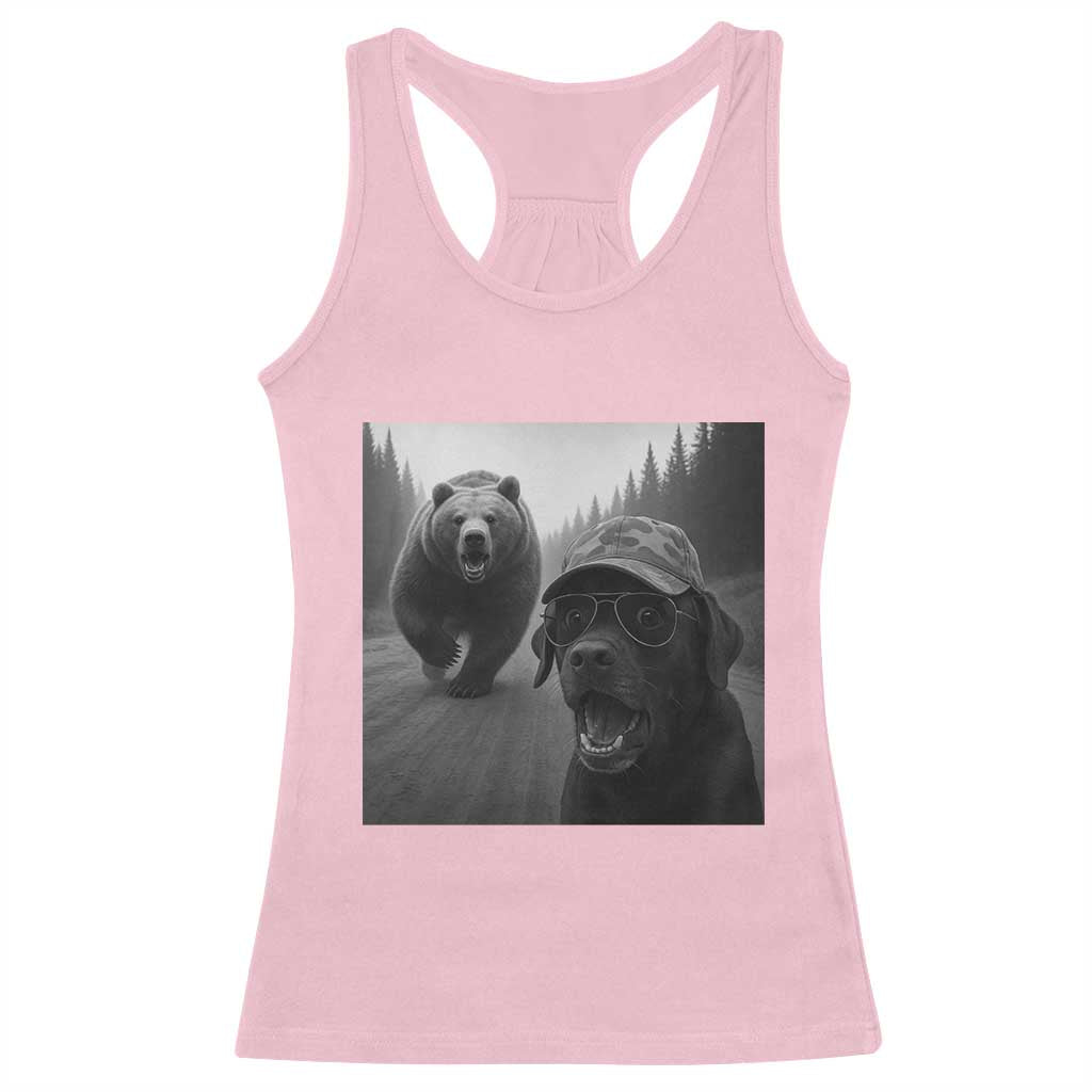Funny Labrador Selfie With Bear Racerback Tank Top Dog Lover Gift TS12 Light Pink Print Your Wear