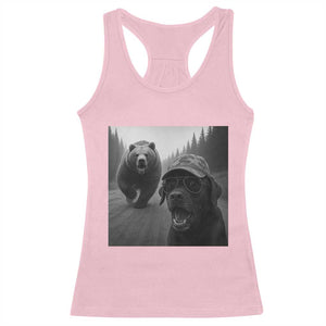 Funny Labrador Selfie With Bear Racerback Tank Top Dog Lover Gift TS12 Light Pink Print Your Wear