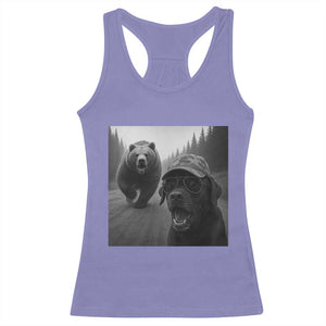 Funny Labrador Selfie With Bear Racerback Tank Top Dog Lover Gift TS12 Violet Print Your Wear
