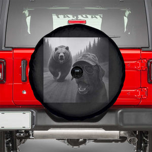 Funny Labrador Selfie With Bear Spare Tire Cover Dog Lover Gift TS12 Black Print Your Wear