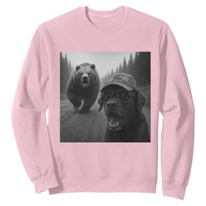 Funny Labrador Selfie With Bear Sweatshirt Dog Lover Gift TS12 Light Pink Print Your Wear