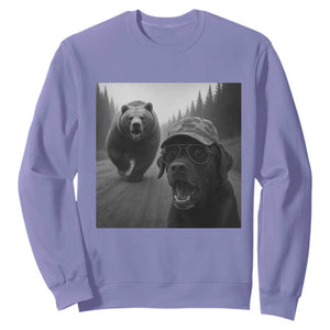 Funny Labrador Selfie With Bear Sweatshirt Dog Lover Gift TS12 Violet Print Your Wear